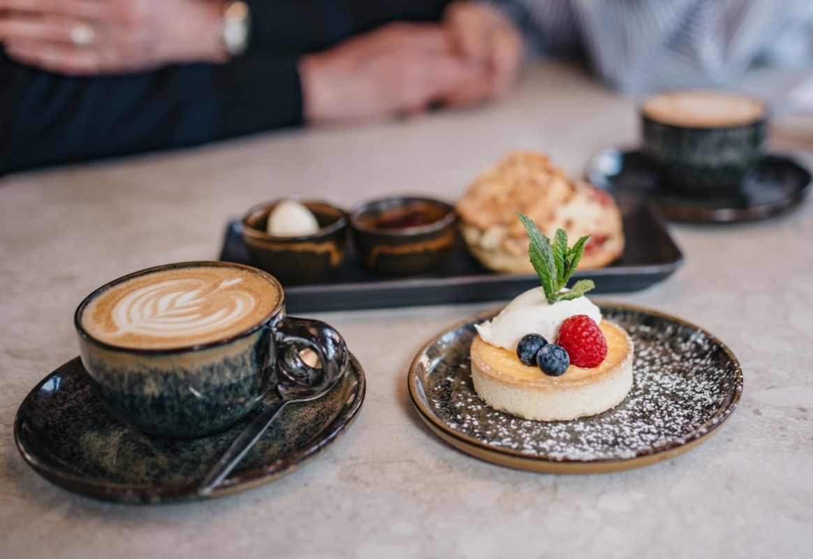 Morning tea and coffee in the Garden Room at Coq & Bull