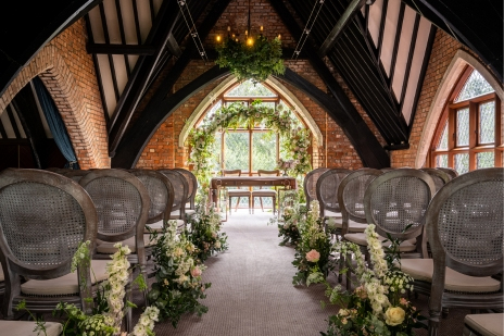 Hotel wedding fair ceremony setup at Clandeboye Lodge wedding venue in County Down