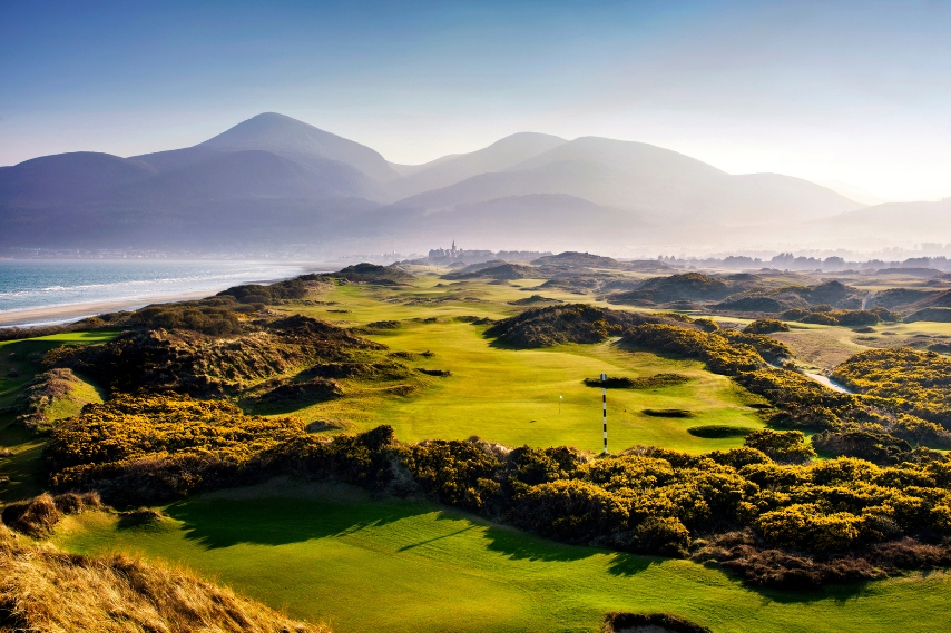 Scenic golf course in Northern Ireland.