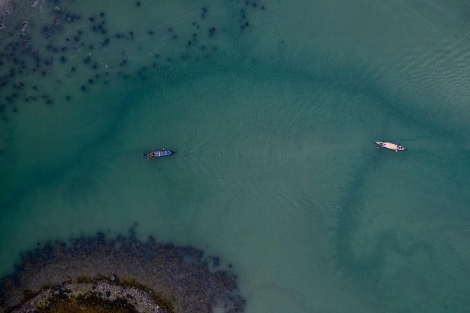 Aerial view of paddleboarding and water activities on Strangford Lough in Northern Ireland