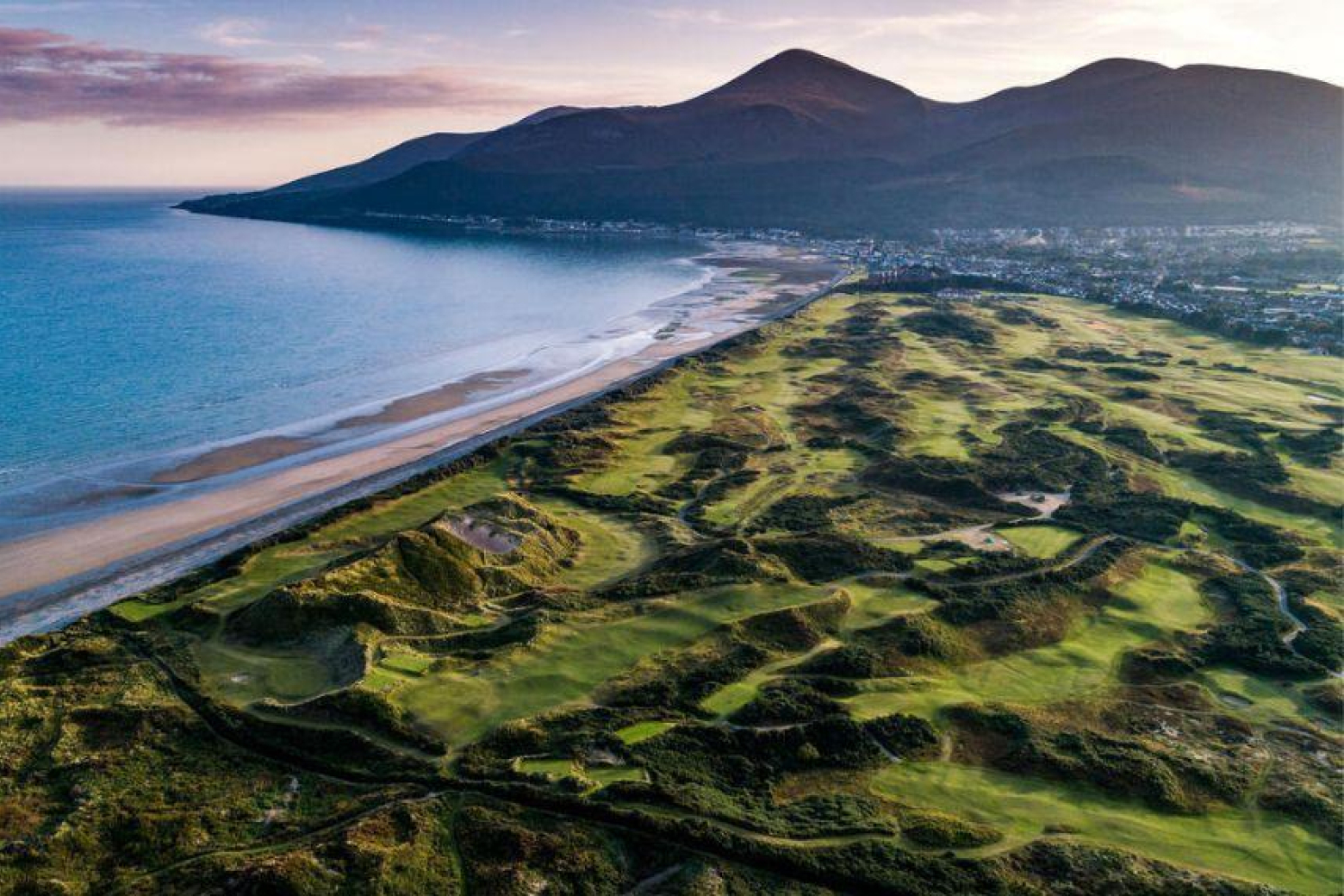 Royal County Down golf course beside the coastline in Northern Ireland