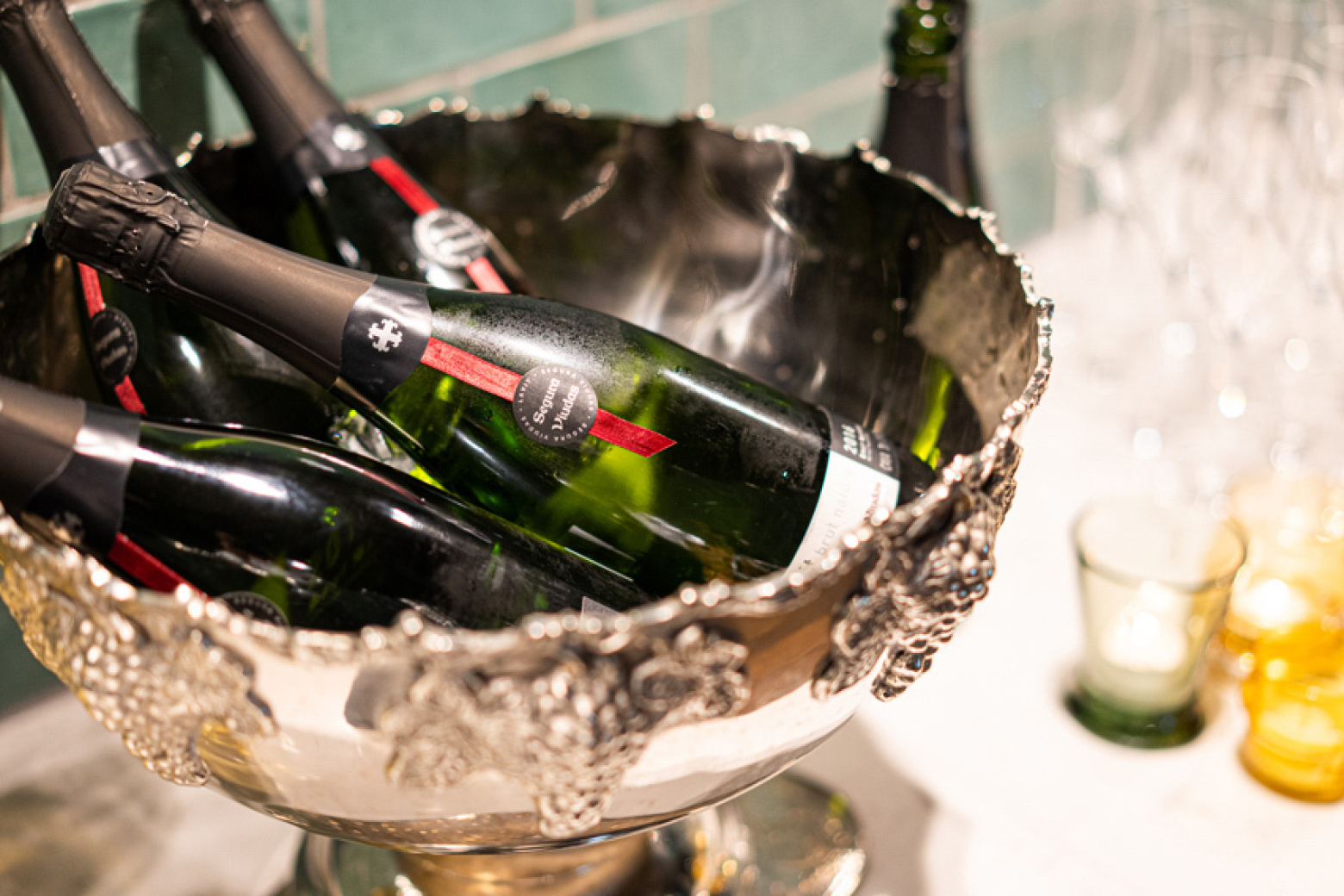 Bottles of prosecco in an ice bucket at Clandeboye Lodge in Bangor, Northern Ireland.