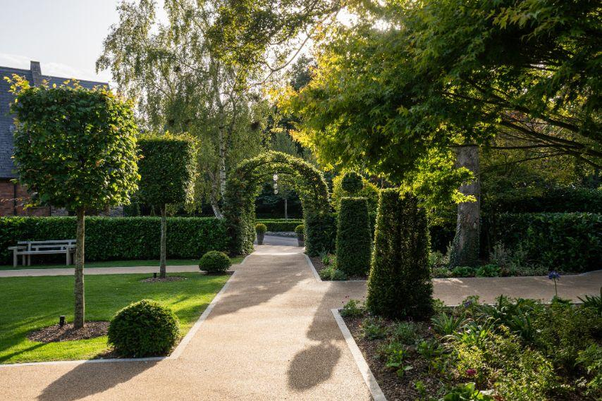 Landscaped gardens and pathways at Clandeboye Lodge wedding venue