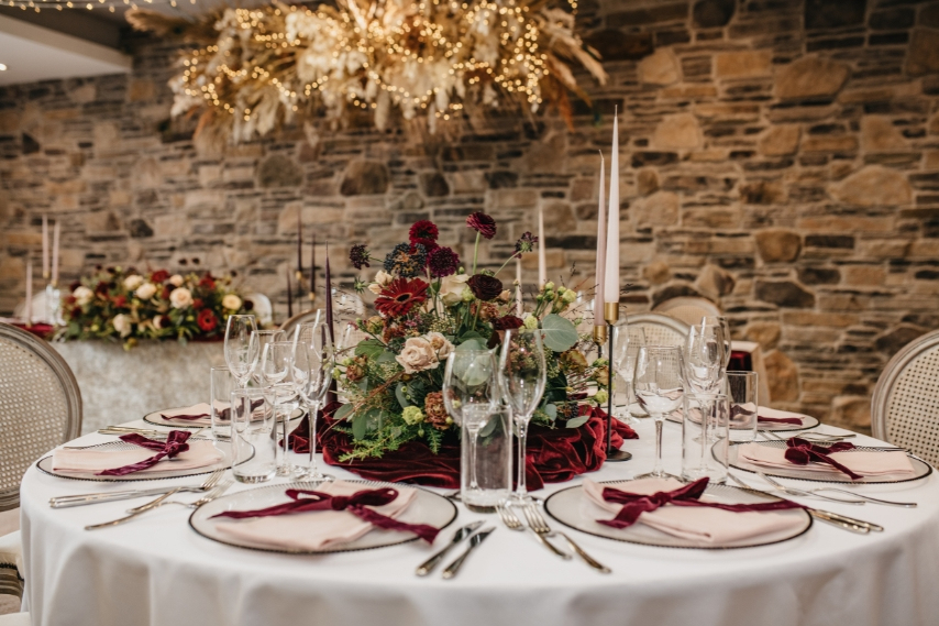 Styled wedding table setting displayed at a Spring Wedding Fair