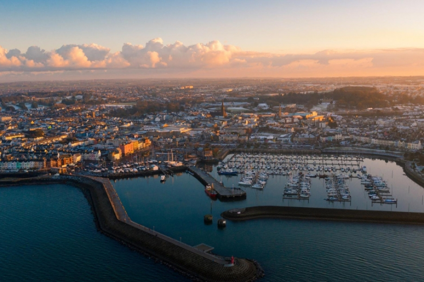 Aerial view of the city of Bangor, Northern Ireland.