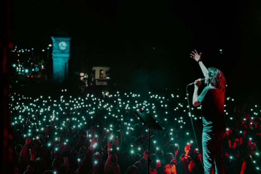 Snow Patrol performing at an outdoor concert in Bangor, Northern Ireland.