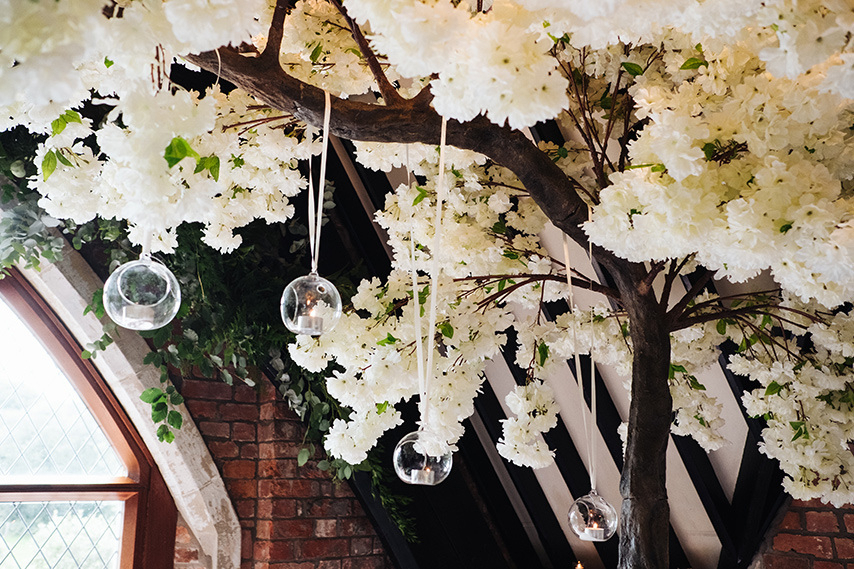 Floral display at a wedding venue in Northern Ireland