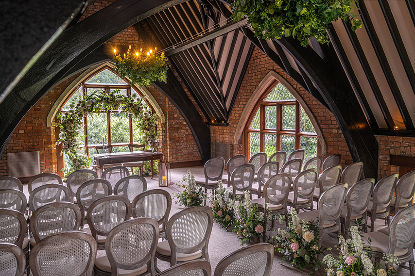 Romantic wedding ceremony set up in our heritage wedding venue in Northern Ireland.