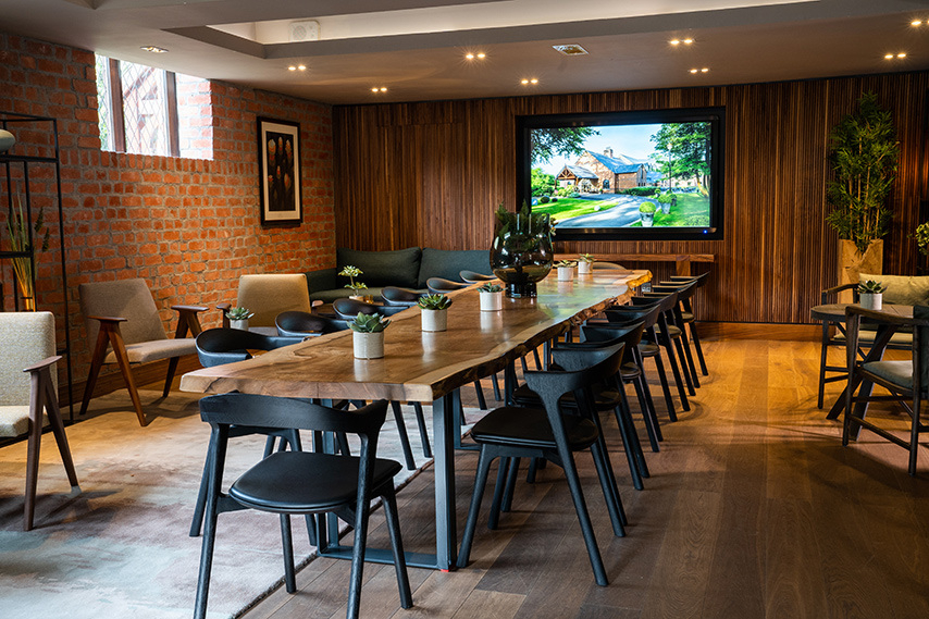 Tables and chairs at our modern wedding venue in Northern Ireland.