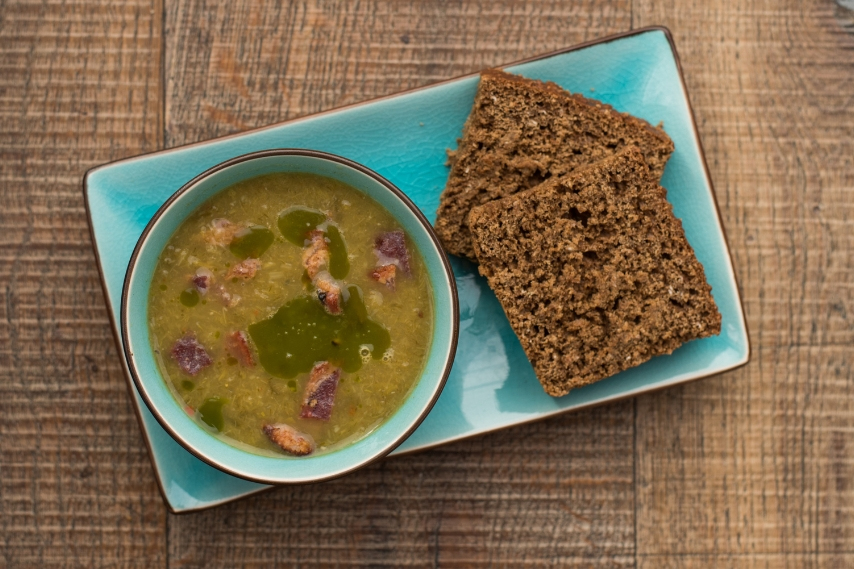 Traditional Northern Irish wheaten bread with soup